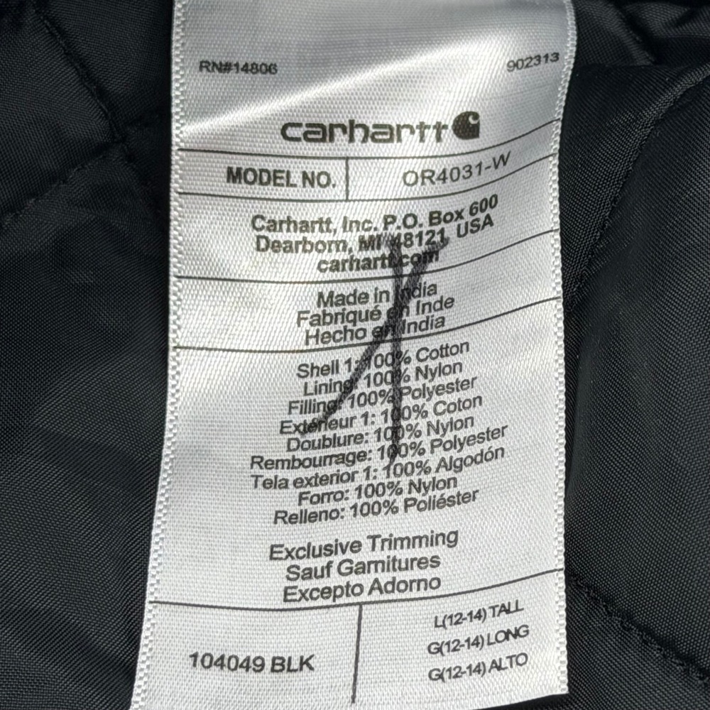 Carhartt Bib Overalls Womens L Tall Black Washed Duck Insulated 104049 Relaxed - Picture 6 of 9